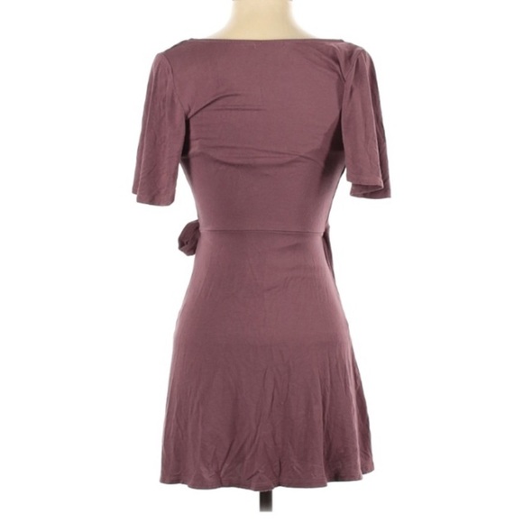 Charlotte Russe mauve faux wrap stretch tunic top xs - Picture 2 of 5